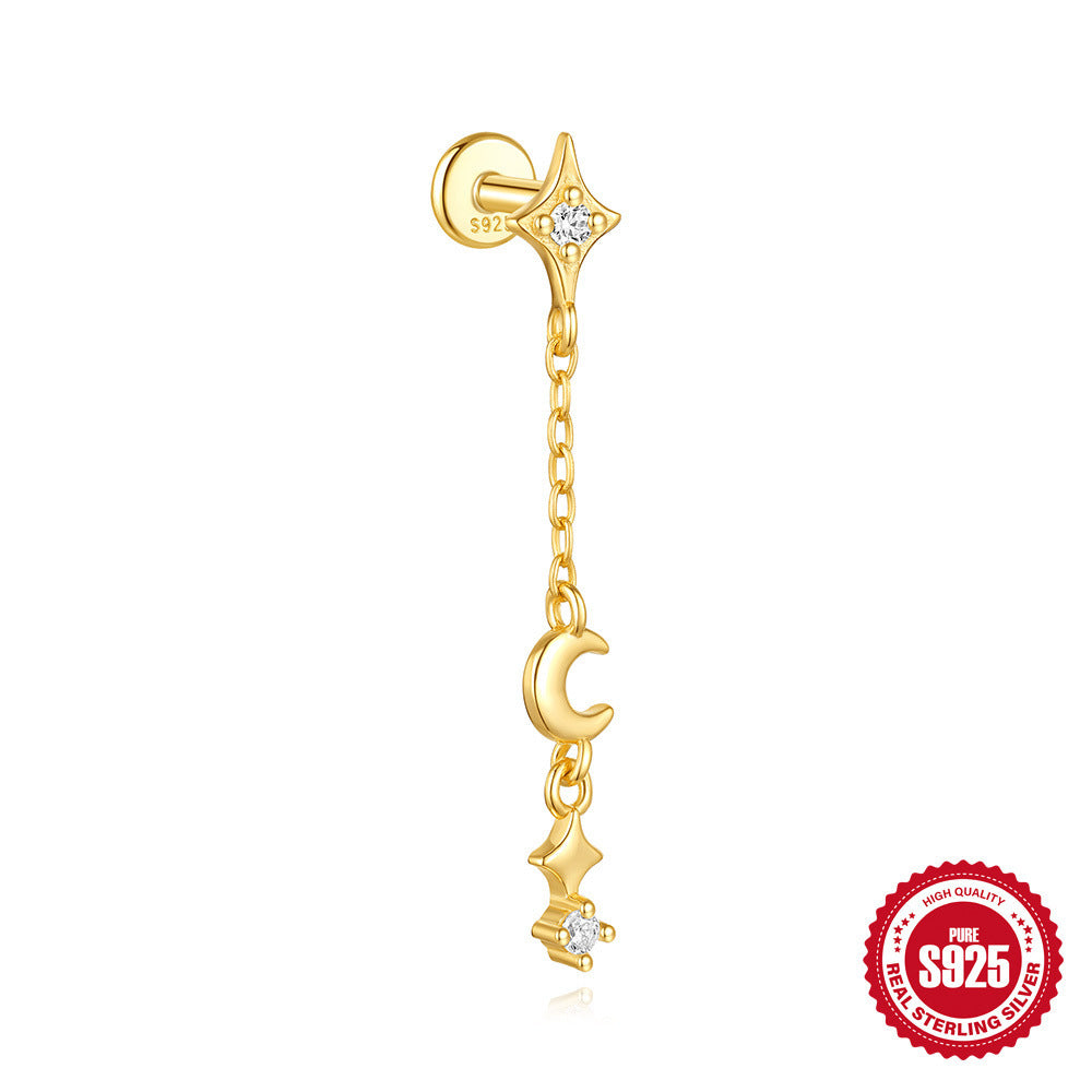 Boucles d’oreilles lune et étoiles en argent